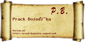 Prack Bozsóka névjegykártya
